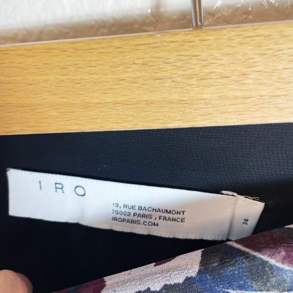 IRO Navy, White & Burgundy Printed Mini Wrap Skirt - Picture 4 of 4